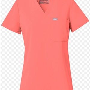 FIGS Catarina Scrub Top Hot Coral Sz Small
